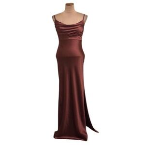 Revelry Skye Maxi Dress Size 4 Brown Cowl Neck Gown